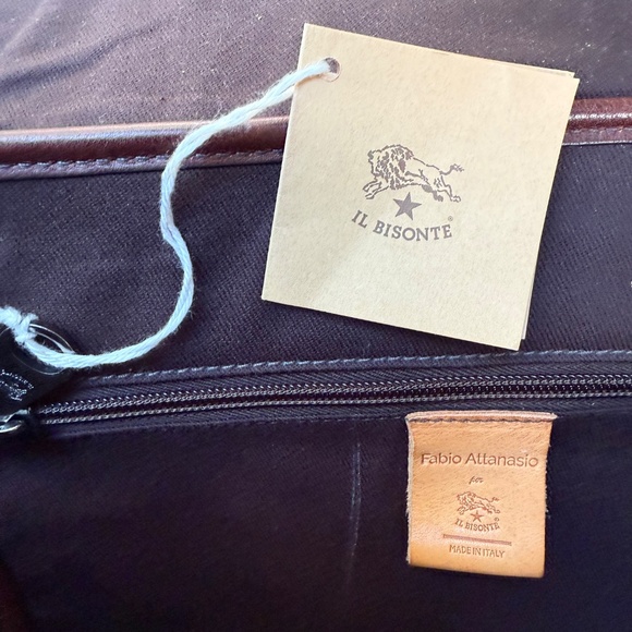 IL Bisonte Brown Leather and Olive Canvas Men's Backpack - Picture 6 of 10